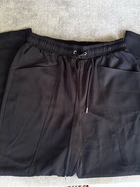 7 For All Mankind Black Drawstring Track Pants